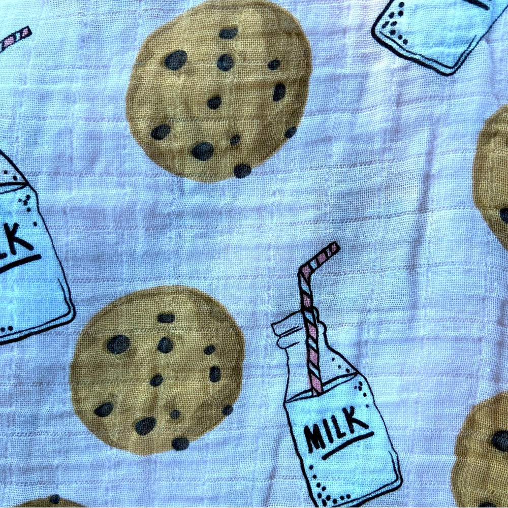 Mudpie pink milk & cookies swaddle blanket